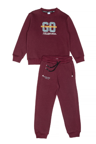 SPRINT suit set in burgundy color with a round neck.