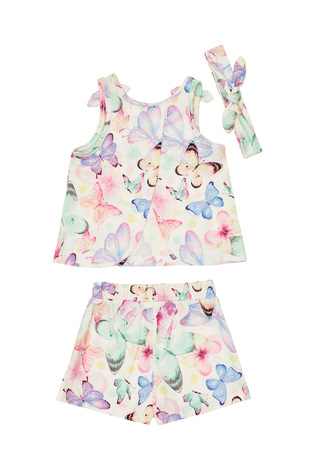 SPRINT shorts set with all-over butterfly print and matching hair band.