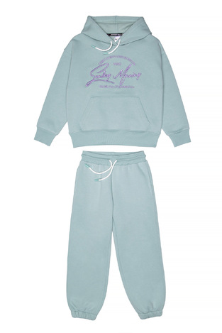 SPRINT bodysuit set in mint color with built-in hood. 