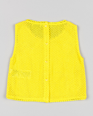 LOSAN knitted blouse in yellow color with embroidered flowers