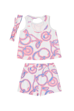 SPRINT skirt-shorts set in white with matching hair ribbon.