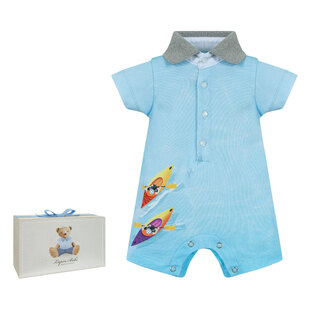 LAPIN HOUSE bodysuit in blue color with pique fabric.