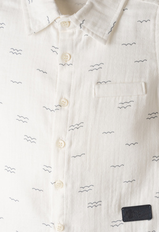 Σετ 2 τεμ. HASHTAG, πουκάμισο και βερμούδα σε χρώμα μπλε σκούρο.