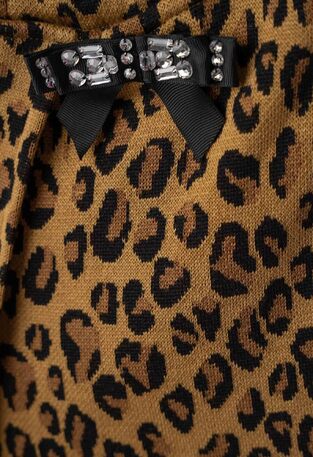 EBITA shorts set in off-white and brown with animal print.