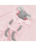 LAPIN HOUSE velvet dress in pink color with a decorative stuffed mouse.