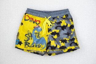 TORTUE bermuda swimsuit with dinosaur print.