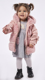 EBITA jacket in pink color with decorative fur details.