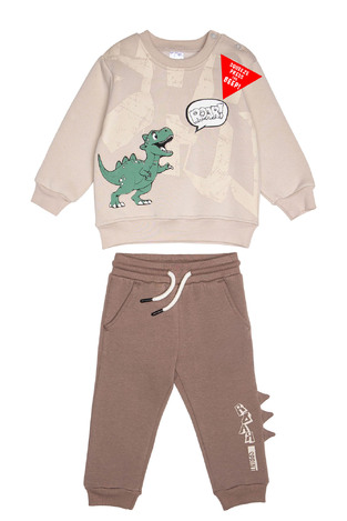 Σετ φόρμας SPRINT με στρογγυλή λαιμόκοψη σε εκρού-καφέ χρώμα.