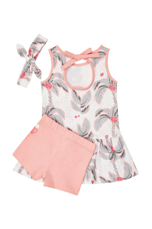 SPRINT shorts set with blouse and dress in white-pink and matching hair band.