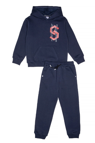 SPRINT suit set with built-in hood in dark blue.