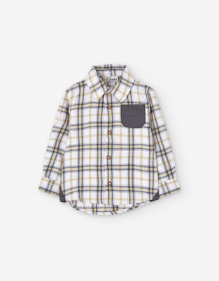 LOSAN plaid shirt in off-white and beige.