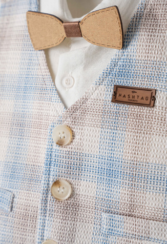 Σετ 3 τεμ. HASHTAG, γιλέκο, πουκάμισο με αποσπώμενο παπιγόν και παντελόνι.