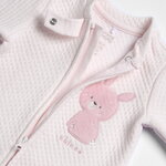 CHICCO bodysuit in pink color with appliqué embroidery in a bunny pattern.