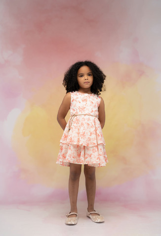 Φόρεμα ΕΒΙΤΑ με floral print και ασορτί τσαντάκι.