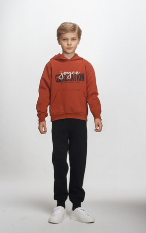 Μπλούζα φούτερ JOYCE σε σκούρο πορτοκαλί χρώμα με ενσωματωμένη κουκούλα.