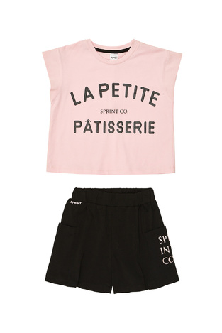 SPRINT shorts set in pink and black.
