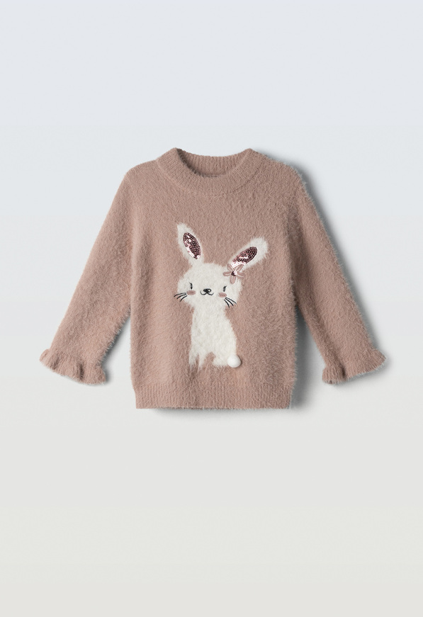 Πλεκτή μπλούζα ΕΒΙΤΑ σε ροζ χρώμα.