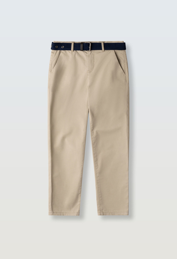 Παντελόνι HASHTAG σε μπεζ χρώμα με ανεξάρτητη ζώνη.