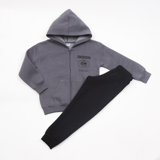 TRAX suit set in charcoal color with cardigan.