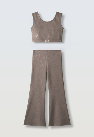 Σετ παντελόνα ριπ ΕΒΙΤΑ σε χρώμα καφέ.