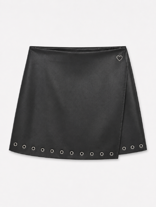 LOSAN leather skirt-shorts in black.