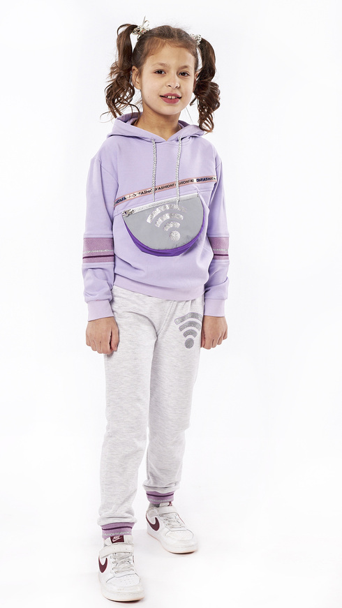 EBITA suit set in lilac color with glitter in the shape of Wi-Fi.