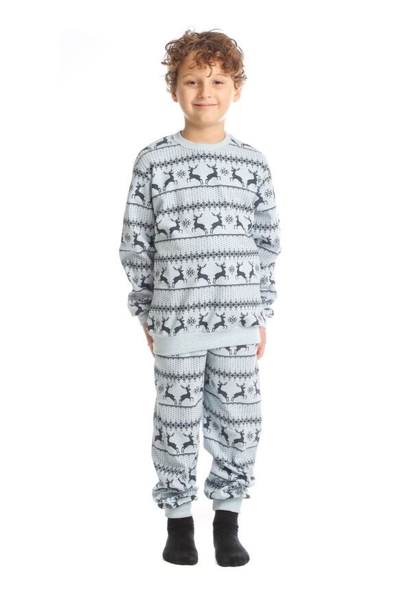 DREAMS pajama in siel color with reindeer pattern.