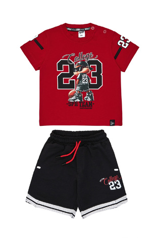 SPRINT blouse and shorts set in red-black.
