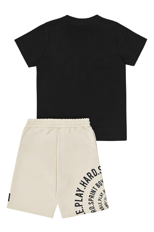 Sprint blouse and bermuda shorts set in black-light gray.