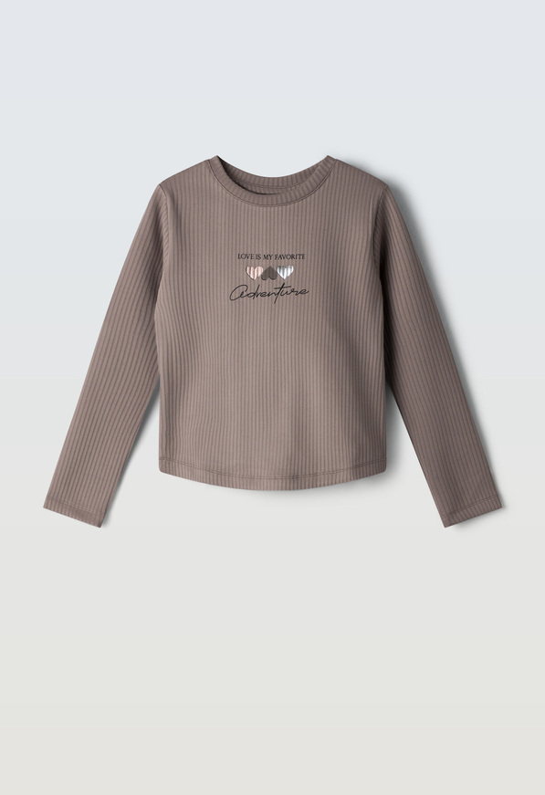 Μπλούζα βαμβακερή ριπ ΕΒΙΤΑ σε ροζ σκούρο χρώμα.