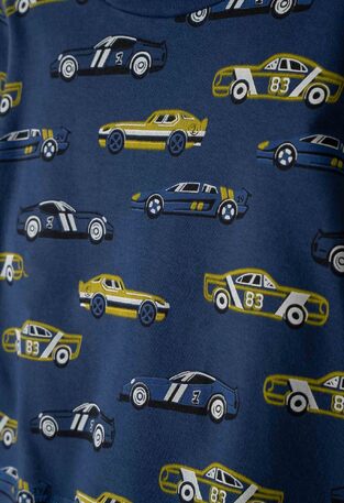 HOMMIES pajamas with matching sleep mask in blue.