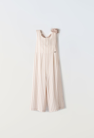 EBITA jumpsuit in ivory and beige colors with striped print.