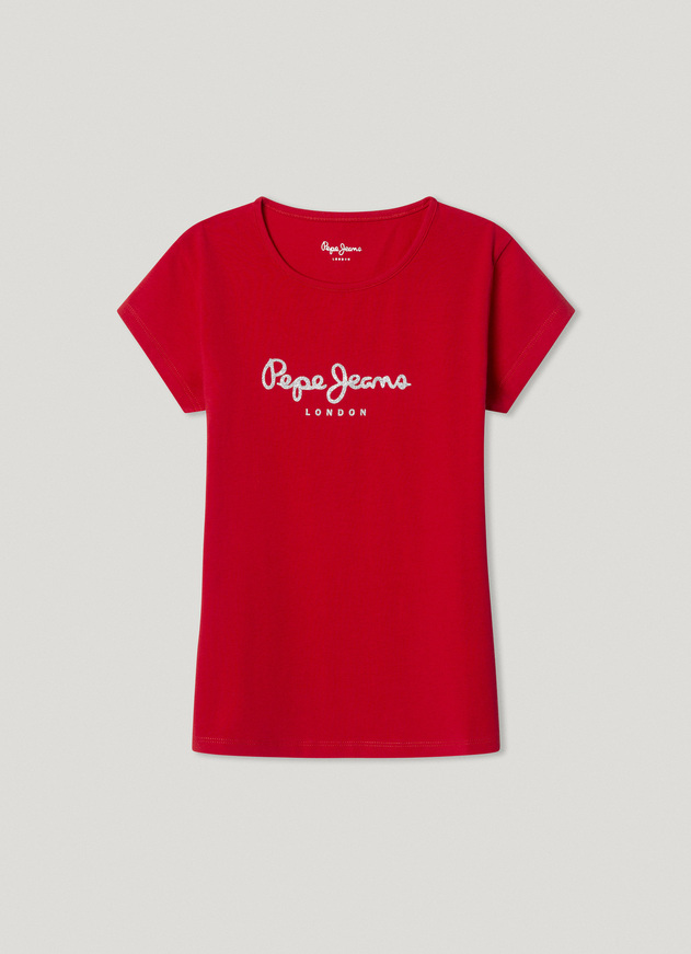 Μπλούζα με κοντό μανίκι Pepe Jeans σε κόκκινο χρώμα.