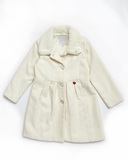EBITA coat in off-white color with fur on the collar.
