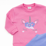 TRAX bodysuit set in pink with embossed unicorn print.