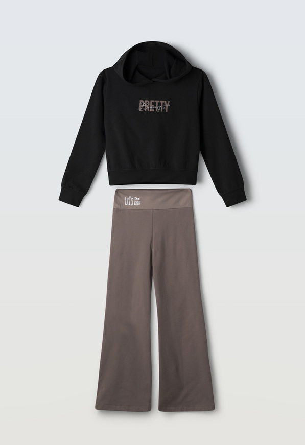Σετ μπλούζα με παντελόνα Εbita σε μαύρο με μωβ χρώμα.