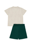 Σετ μπλούζα κοντομάνικη με βερμούδα SPRINT, σε χρώμα μπεζ με πράσινο.