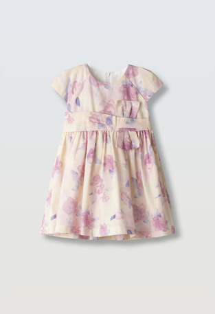 Φόρεμα ΕΒΙΤΑ σε ροζ χρώμα με floral τύπωμα.