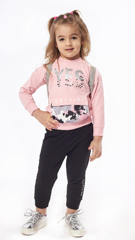 Σετ φόρμας ΕΒΙΤΑ, μπλούζα σε ροζ χρώμα με παγιέτες και παντελόνι φόρμας.