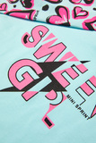 Σετ κολάν κάπρι SPRINT σε γαλάζιο χρώμα με το λογότυπο "SWEET GIRL".