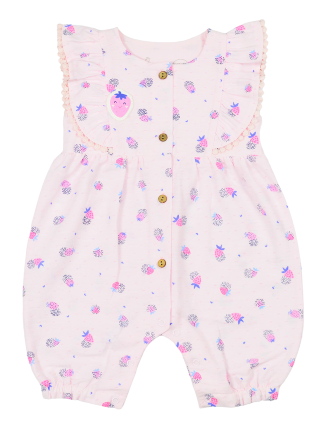 MINI bodysuit in pink color with strawberry print.