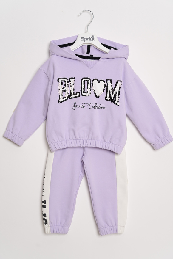 SPRINT tracksuit set in lilac color with sequin design.