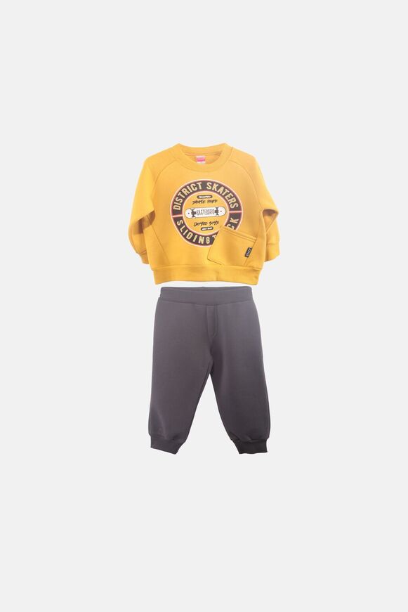 JOYCE tracksuit set in yellow color with a decorative pocket on the front.