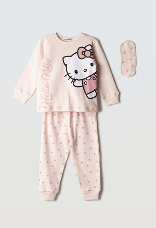 Hello Kitty HΟMMIES pajamas with matching sleep mask in ecru color.
