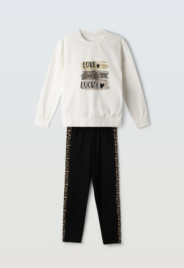 Σετ κολάν Ebita, σε εκρού με μαύρο χρώμα.