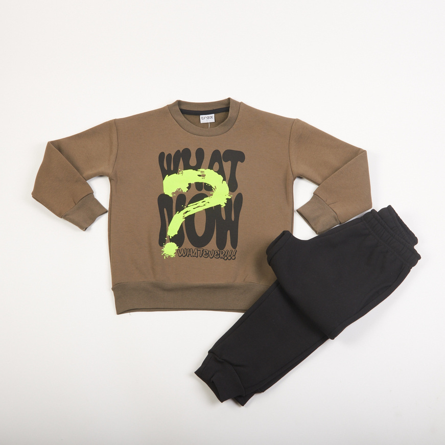 Σετ φόρμας TRAX με λαιμόκοψη σε χακί με μαύρο χρώμα.