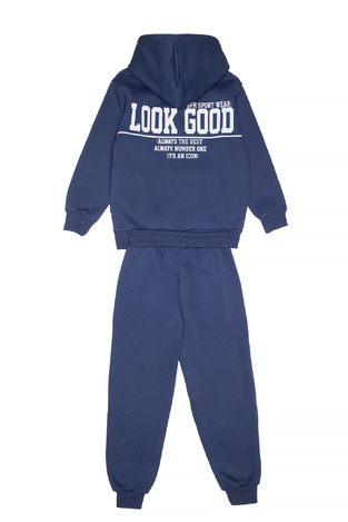 SPRINT suit set with built-in hood in blue.