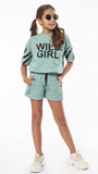 EBITA shorts set in green color with print on the sleeves.