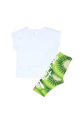 Set of SPRINT capri leggings in white color with fruit print.
