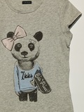 IKKS cotton T-shirt in gray melange color with print on the front.